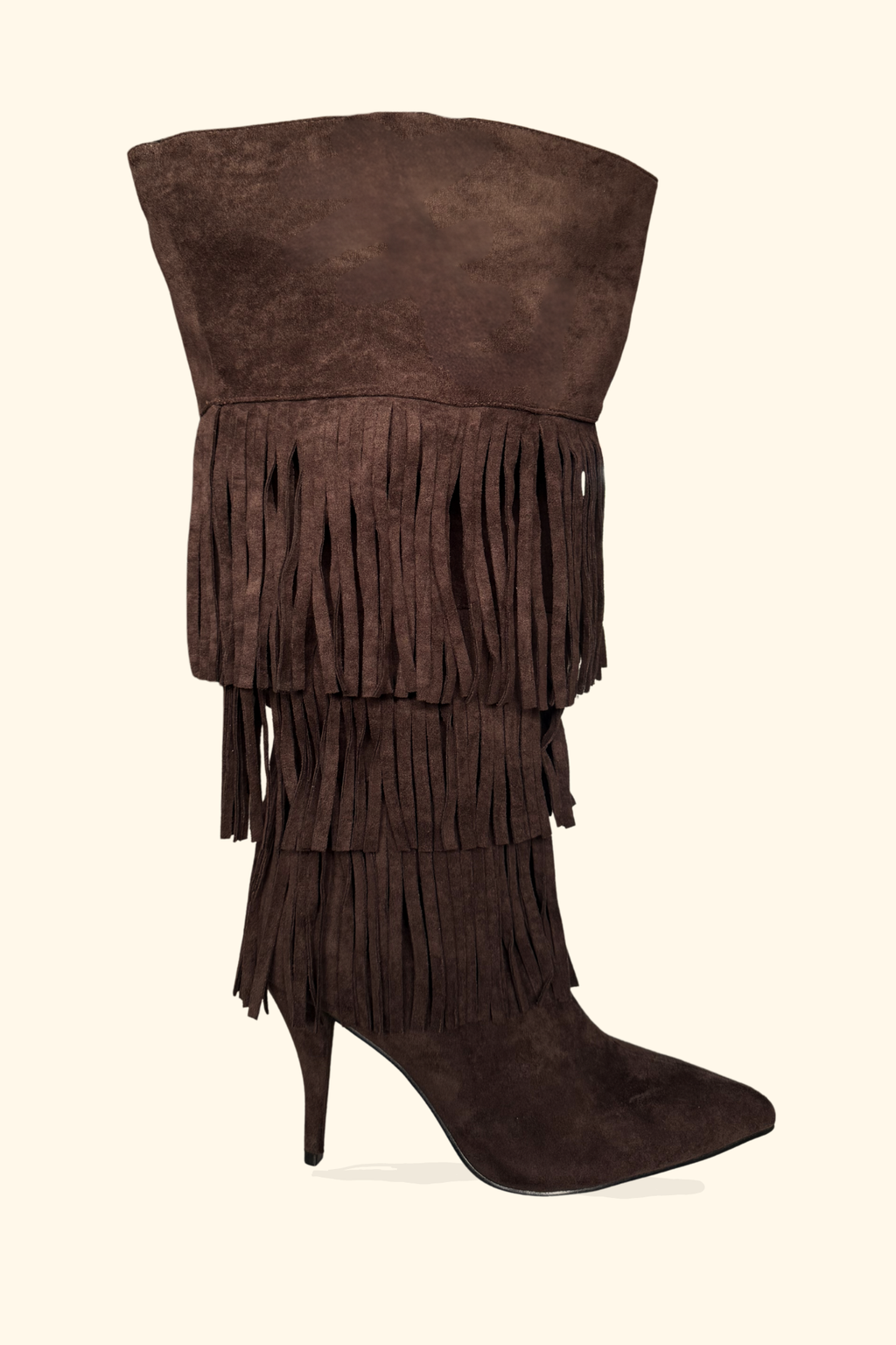 BOTTES LARGE À FRANGES OMBRA - MARRON