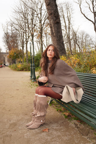 BOTTES KITTEN HEELS FRANGES SIA - TAUPE