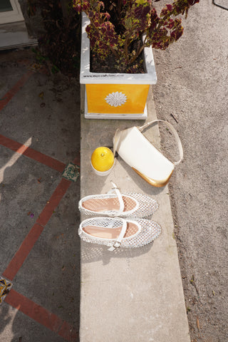 BALLERINES PLATES GINA - BLANC STRASS