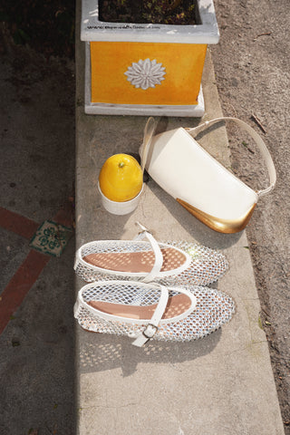 BALLERINES PLATES GINA - JAUNE STRASS