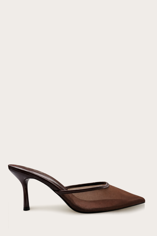 MULES À TALONS INES - MARRON