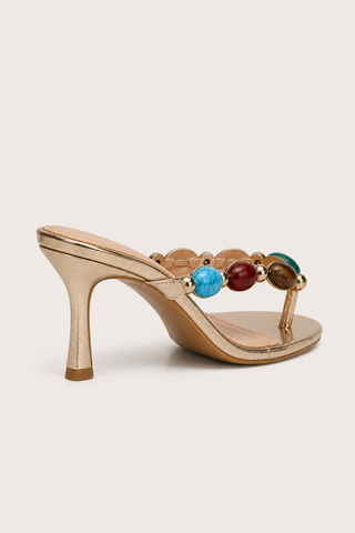 MULES À TALONS TONGS EDA - GOLD
