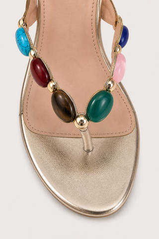 MULES À TALONS TONGS EDA - GOLD