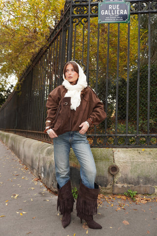 BOTTES LARGE À FRANGES OMBRA - MARRON