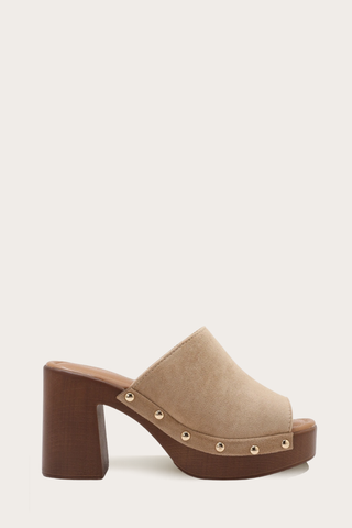 MULES À TALONS ZAHRA - TAUPE