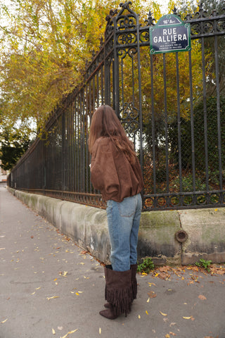 BOTTES LARGE À FRANGES OMBRA - MARRON