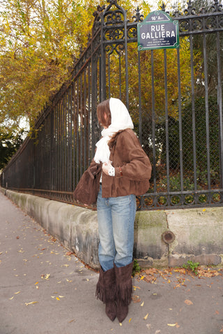 BOTTES LARGE À FRANGES OMBRA - MARRON