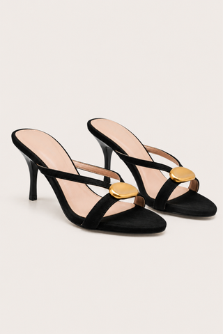 MULES À TALONS BIJOUX HAOUA - NOIR