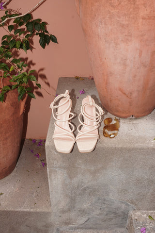 SANDALES À TALONS ADELIANA - BEIGE CORDE