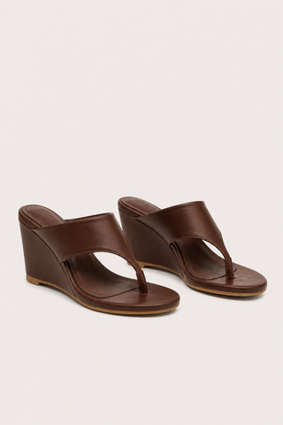 MULES À TALONS COMPENSÉS DALIA - MARRON