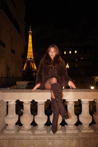 BOTTES À STRASS EMILIA - BROWN