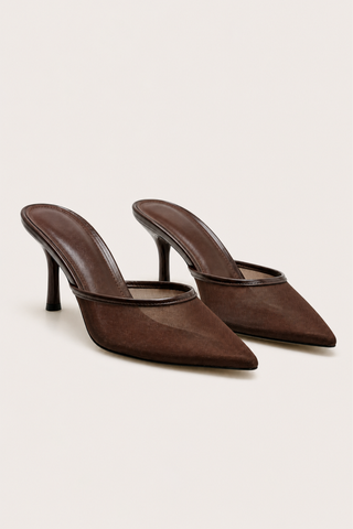 MULES À TALONS INES - MARRON