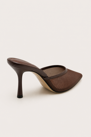 MULES À TALONS INES - MARRON