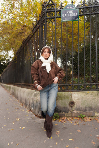 BOTTES LARGE À FRANGES OMBRA - MARRON