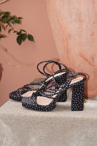 SANDALES À TALONS ADELIANA - POIS NOIR