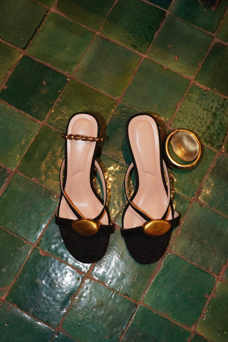 MULES À TALONS BIJOUX HAOUA - NOIR