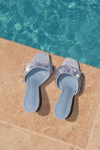 MULES À TALONS VANA - BLEU