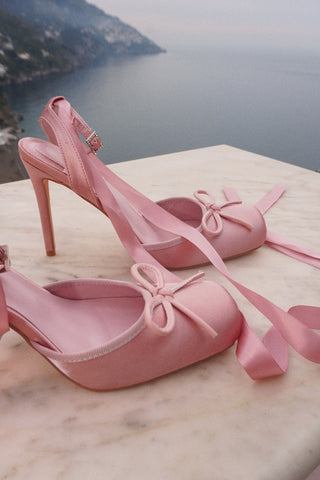 SANDALES À TALONS BALLERINA - ROSE