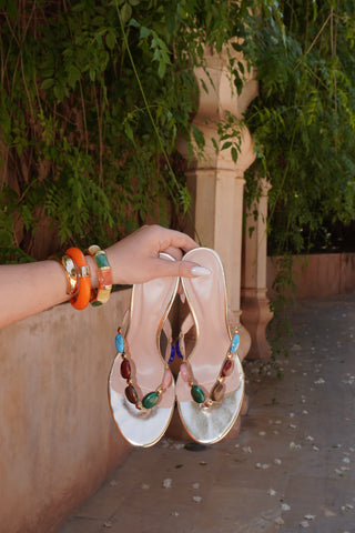 MULES À TALONS TONGS EDA - GOLD
