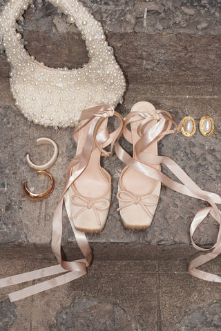 SANDALES À TALONS BALLERINA - BEIGE