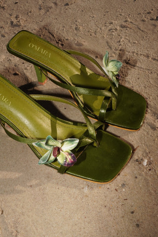 MULES À TALONS AZALÉA - VERT