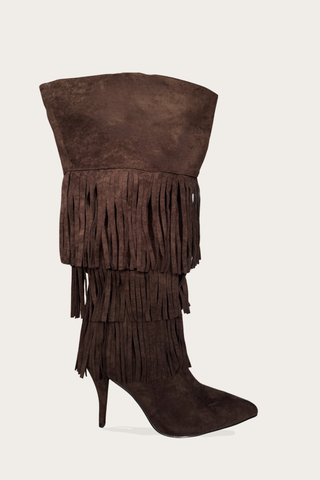 BOTTES LARGE À FRANGES OMBRA - MARRON