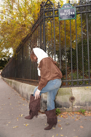 BOTTES LARGE À FRANGES OMBRA - MARRON