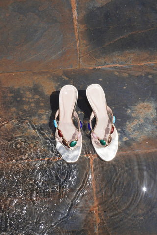 MULES À TALONS TONGS EDA - GOLD