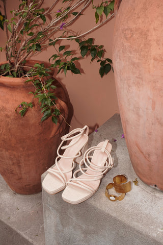 SANDALES À TALONS ADELIANA - BEIGE CORDE