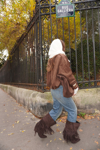 BOTTES LARGE À FRANGES OMBRA - MARRON