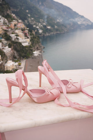 SANDALES À TALONS BALLERINA - ROSE