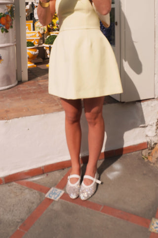 BALLERINES PLATES GINA - BLANC STRASS