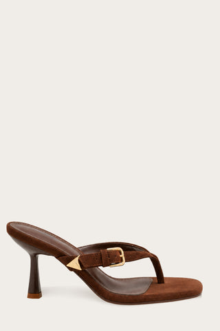 MULES À TALONS TONGS SUEDA - MARRON