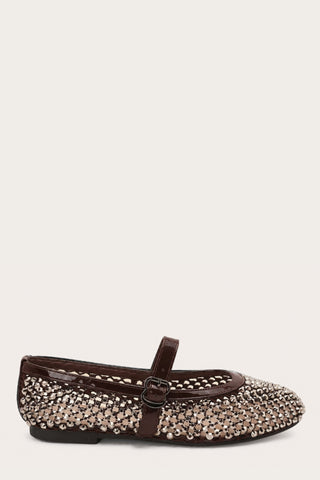 BALLERINES PLATES GINA - MARRON FONCÉ STRASS
