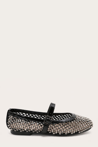 BALLERINES PLATES GINA - NOIR STRASS
